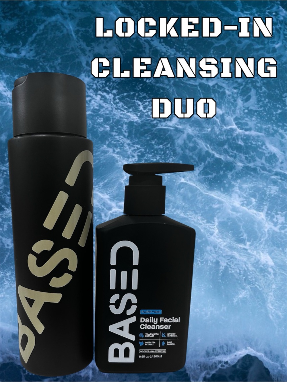 BASED BODYWORKS Shampoo + Facial Cleanser Duo | Locked-In Routine Set Brand New